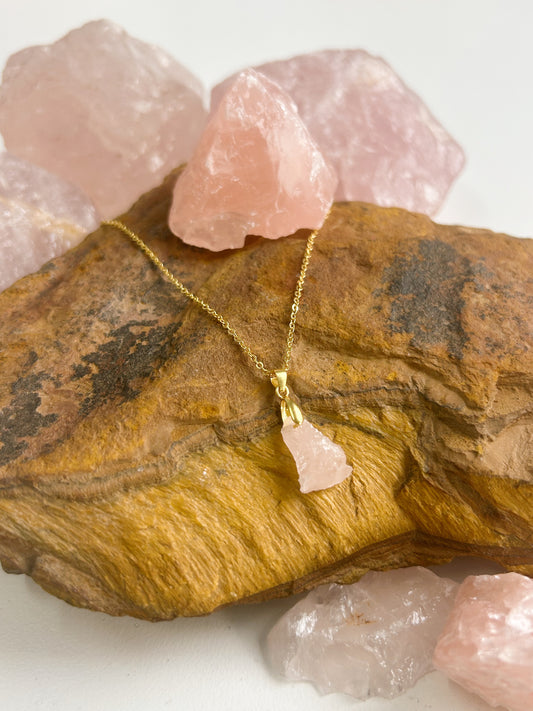 Raw Rose Quartz Necklace