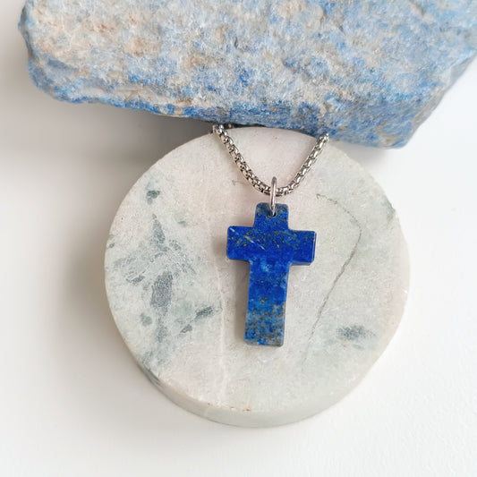 Lapis Lazuli Cross Necklace (Big)