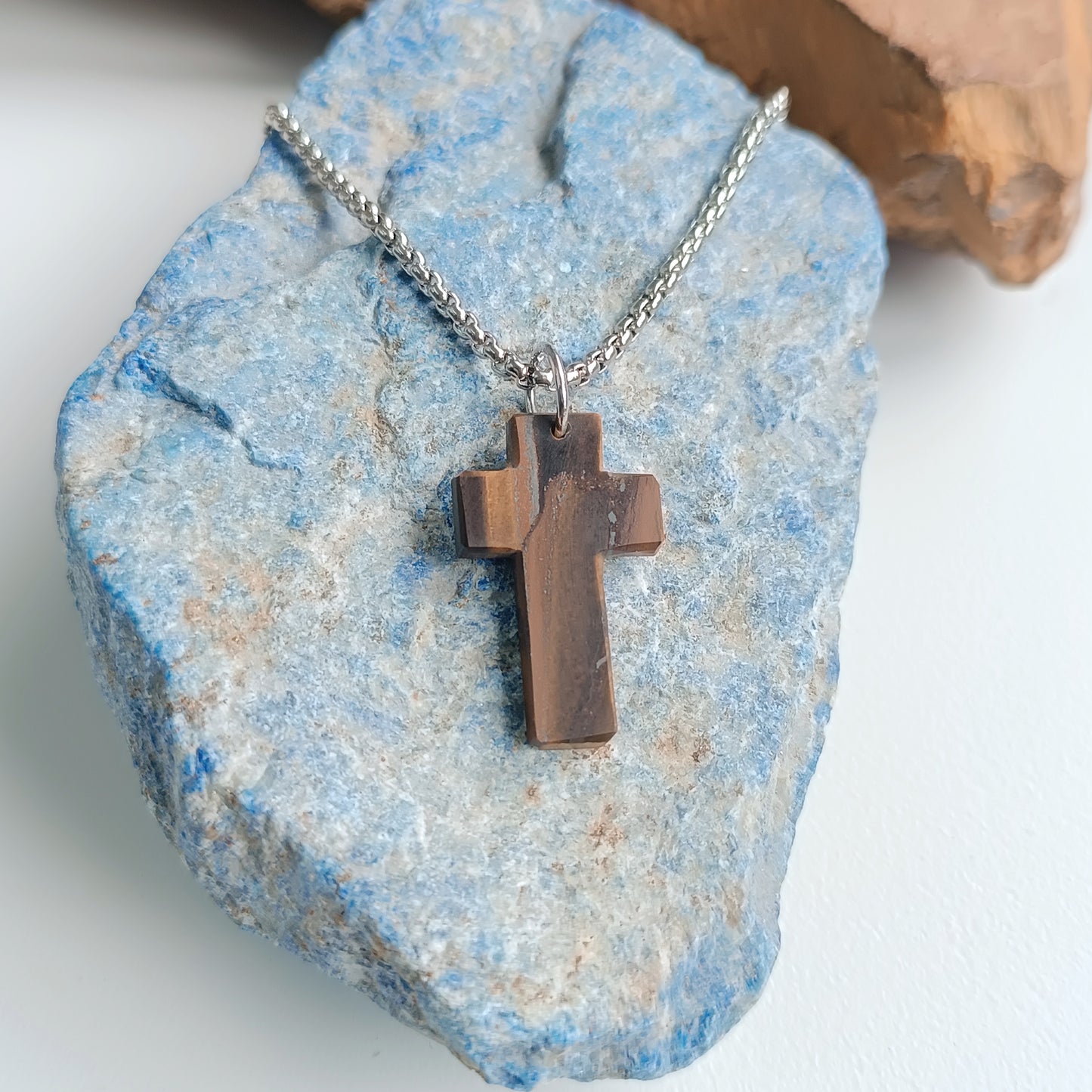 Tiger Eye Cross Necklace (Big)