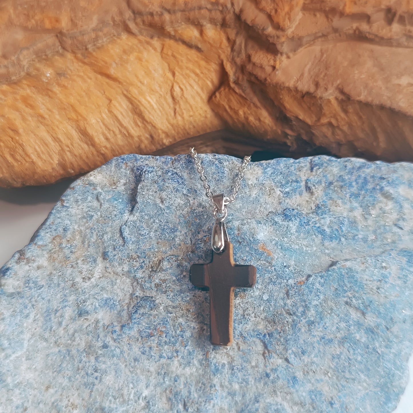 Tiger Eye Cross Necklace (Small)