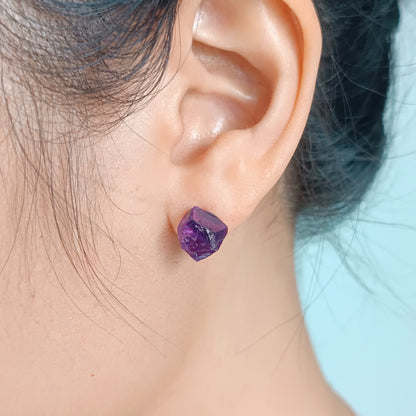 Raw Amethyst Stud Earrings