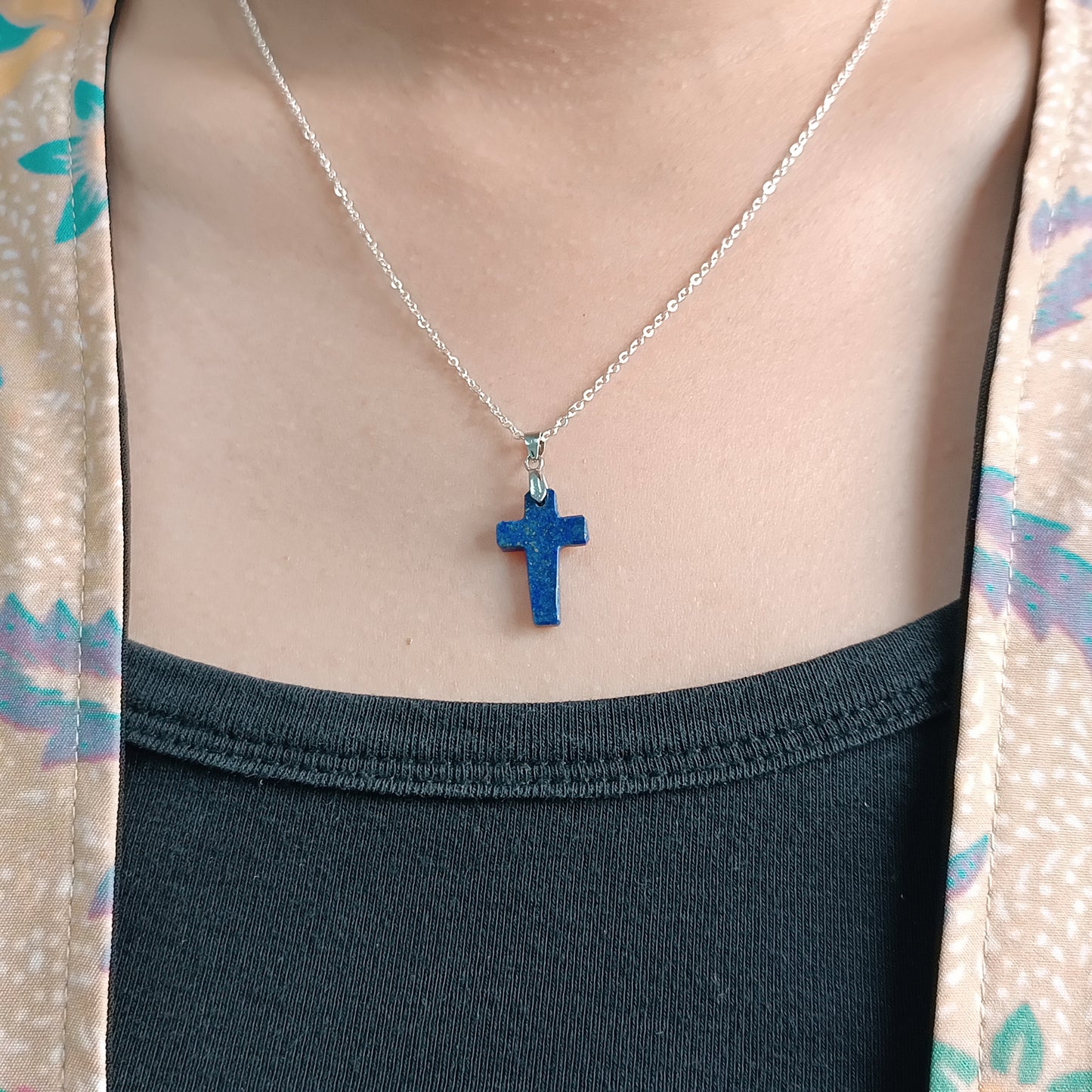 Lapis Lazuli Cross Necklace (Small)